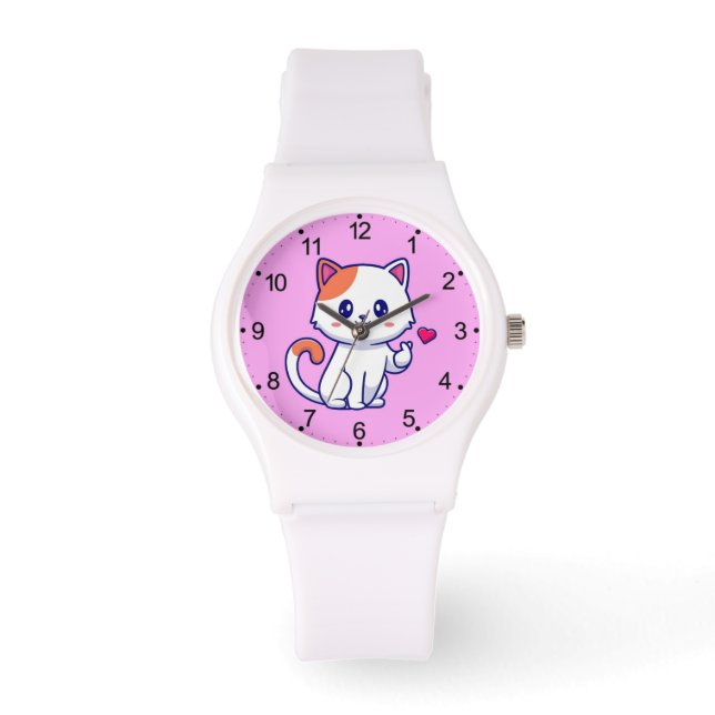 Niedliche Katze in Liebe signieren Hand-57577 Armbanduhr (Vorderseite)