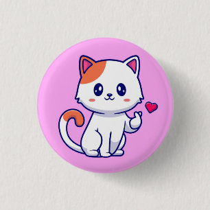 Niedliche Katze in Liebe signieren Hand-57577 Button