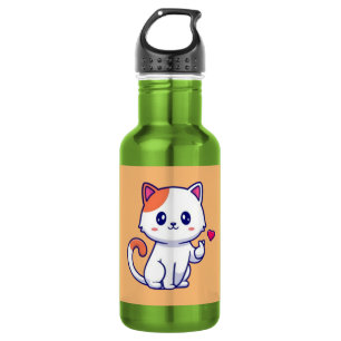 Niedliche Katze in Liebe signieren Hand-57577 Edelstahlflasche