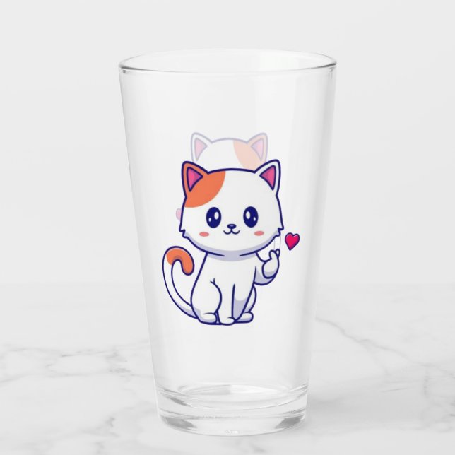 Niedliche Katze in Liebe signieren Hand-57577 Glas (Rückseite)