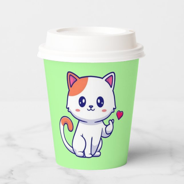 Niedliche Katze in Liebe signieren Hand-57577 Pappbecher (Vorderseite)