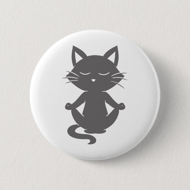 Niedliche Katze in Meditation - Hintergrundfarbe a Button (Vorderseite)