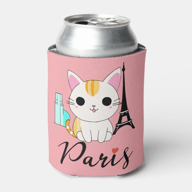 Niedliche Katze in Paris Dosenkühler (Kanne Vorderseite)