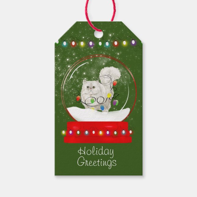 Niedliche Katze in Weihnachtsbeleuchtung Geschenkt Geschenkanhänger (Vorderseite)