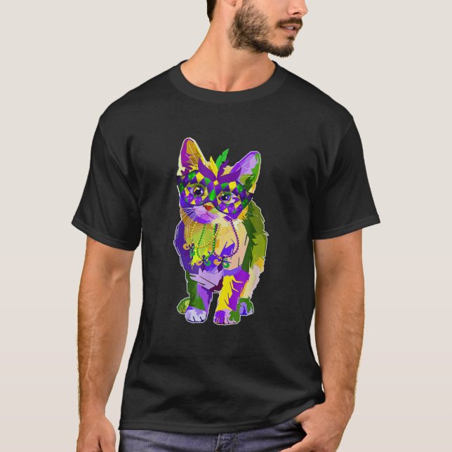 Niedliche Katze Karneval Maske Mardi Gras Katze Li T-Shirt (Vorderseite)