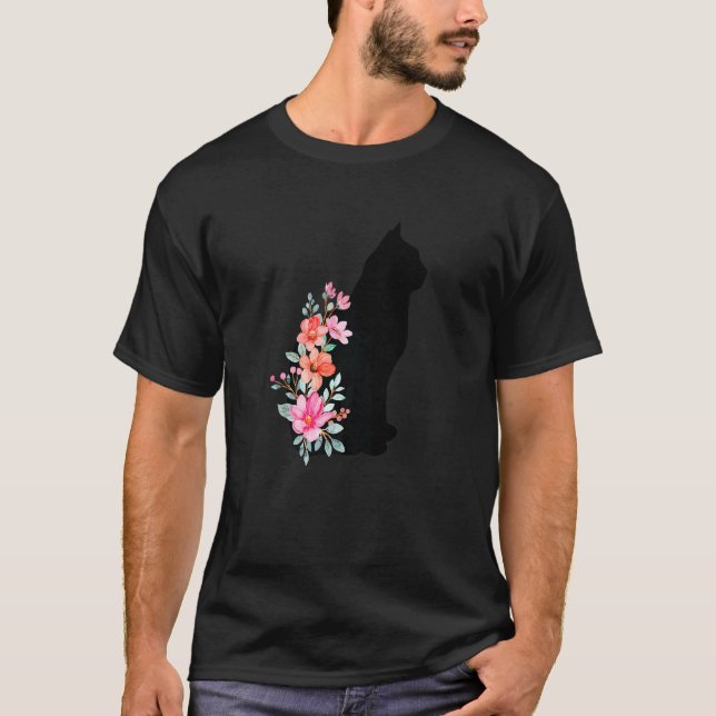 Niedliche Katze Kätzchen mit Blume Katze Frauen m T-Shirt (Vorderseite)
