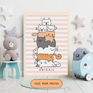 Niedliche Katze Kinder Schlafzimmer Poster