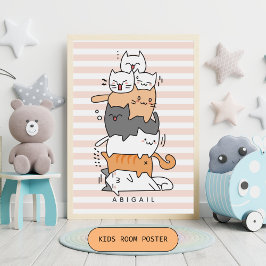 Niedliche Katze Kinder Schlafzimmer Poster