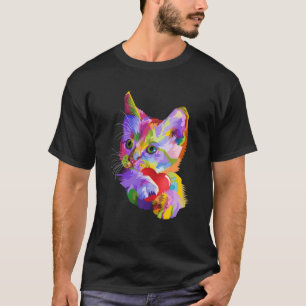 Niedliche Katze Kitten Farbenfroher Pop Art Kitche T-Shirt