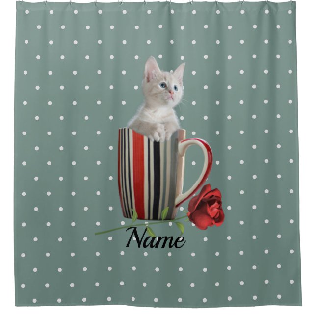 Niedliche Katze Kitten Pet Liebhaber Geschenk Duschvorhang (Vorderseite)