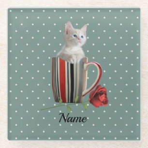 Niedliche Katze Kitten Pet Liebhaber Geschenk Glasuntersetzer