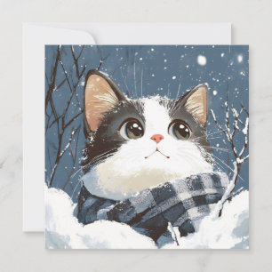 Niedliche Katze kuscheliger Winterschnee