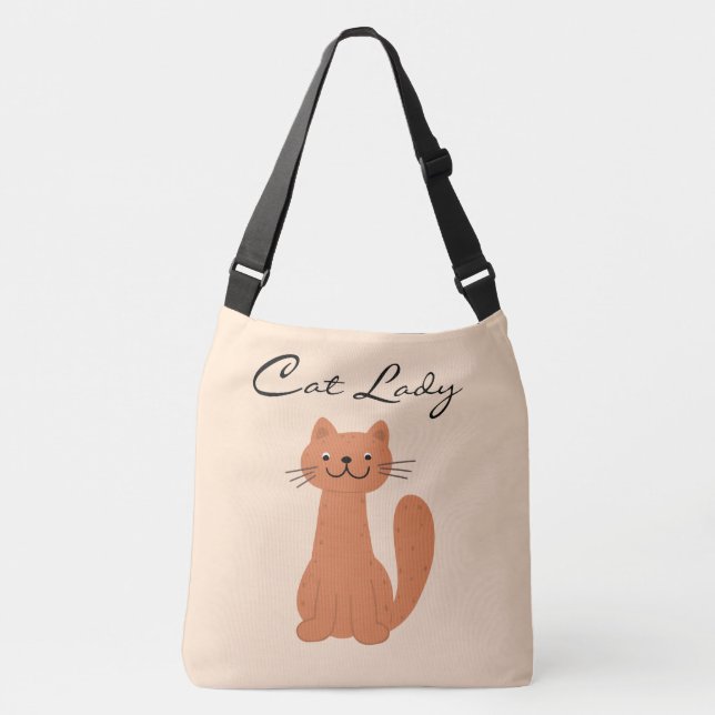 Niedliche Katze Lady Typografy Simple Tragetaschen Mit Langen Trägern (Vorderseite)