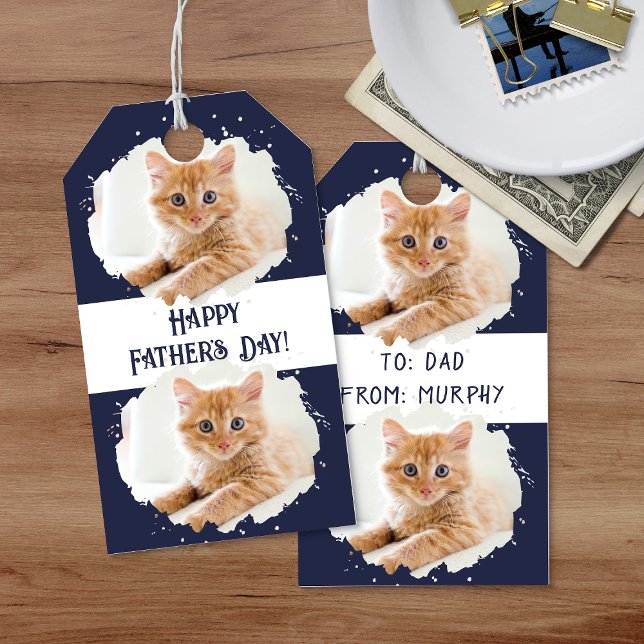 Niedliche Katze Liebe Personalisiertes Foto Muster Geschenkanhänger (Cute Cat Lovers Personalized Photo Pattern Blue Gift Tags)