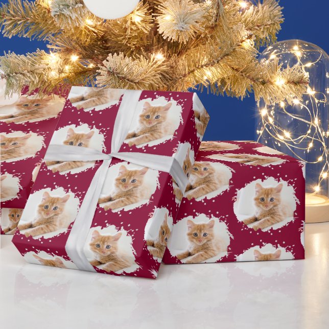 Niedliche Katze Liebe Personalisiertes Foto Muster Geschenkpapier (Feiertage)