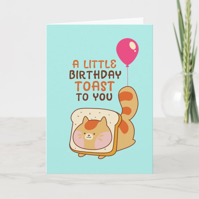 Niedliche Katze Lover Birthday Toast Funny Food Pu Karte (Vorderseite)