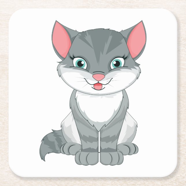 Niedliche Katze Lover Geschenk Grau Kitty Gray Tab Rechteckiger Pappuntersetzer (Vorderseite)