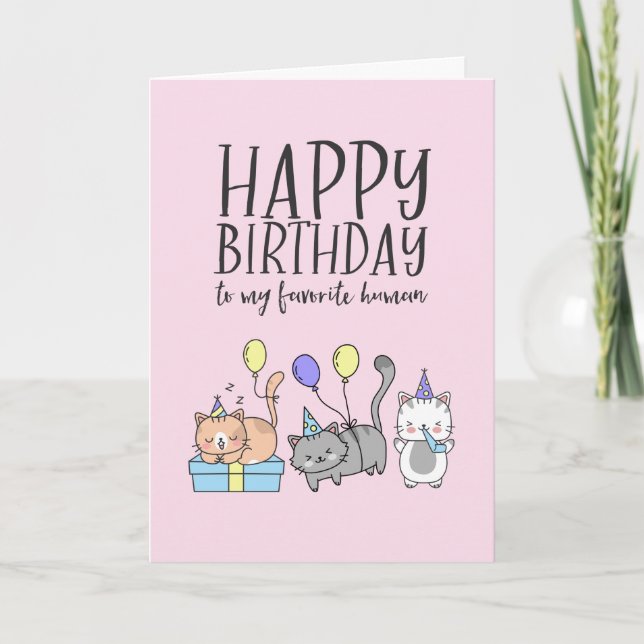 Niedliche Katze Lover Kittens Party Hat Funny Gebu Karte (Vorderseite)