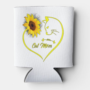 Niedliche Katze Mama Sonnenblumen Herz Liebe Mütte Dosenkühler