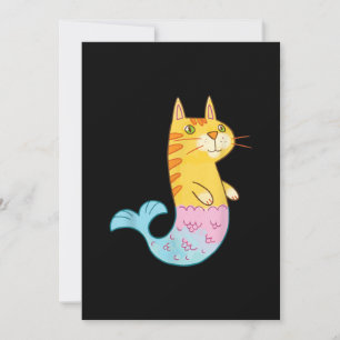 Niedliche Katze Meerjungfische Schwimmen Feiertagskarte