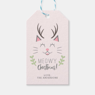 Niedliche Katze Meowy Weihnachten , Geweihe Geschenkanhänger