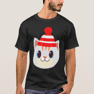 Niedliche Katze mit Beanie Beany Warme Wolle Hat W T-Shirt