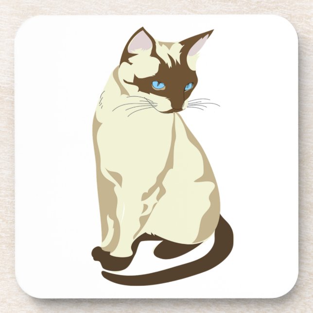 NIEDLICHE KATZE MIT BLUE AUGEN GETRÄNKEUNTERSETZER (Vorderseite)
