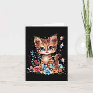 Niedliche Katze mit Blume, die ich kalte Katze Karte