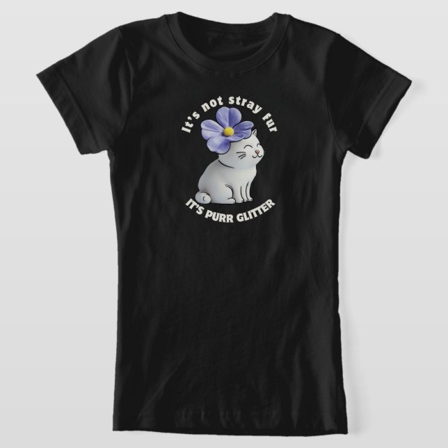 Niedliche Katze mit Blume Hat - Purer Glitzer Zita T-Shirt (Ablage )