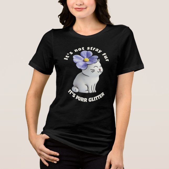 Niedliche Katze mit Blume Hat - Purer Glitzer Zita Tri-Blend Shirt (Vorderseite)