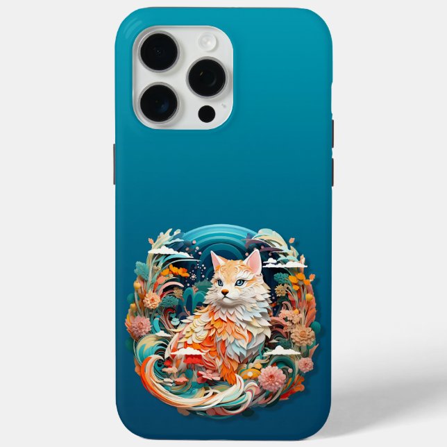 Niedliche Katze mit Blume Papierausschnitt Case-Mate iPhone Hülle (Rückseite)
