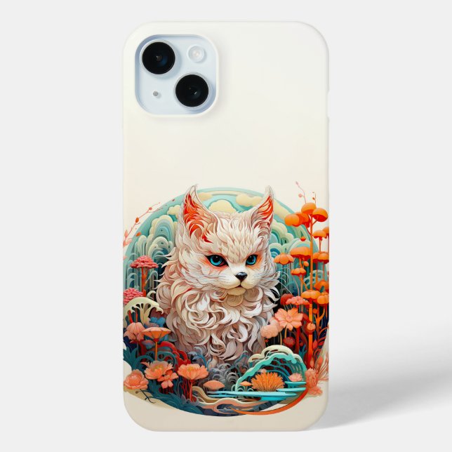 Niedliche Katze mit Blume Papierausschnitt Case-Mate iPhone Hülle (Rückseite)