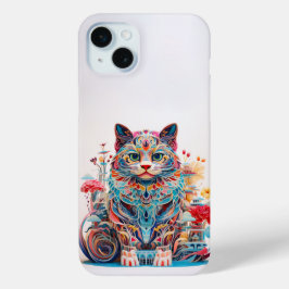 Niedliche Katze mit Blume Papierausschnitt Case-Mate iPhone Hülle