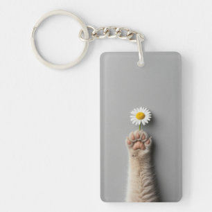 niedliche Katze mit Blume Schlüsselanhänger