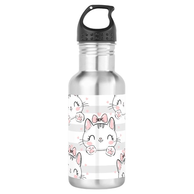 Niedliche Katze mit Bow Edelstahlflasche (Vorderseite)