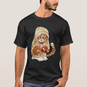 Niedliche Katze mit Boxhandschuhen Kaffeefarbe T-Shirt