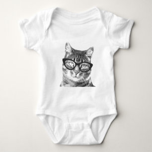 Niedliche Katze mit Brille Baby Tutu Körper Anzug  Baby Strampler