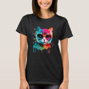 Niedliche Katze mit cooler Sonnenbrille für Kätzch T-Shirt