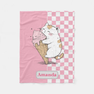Niedliche Katze mit Eiscreme Cone Fleece Blanken