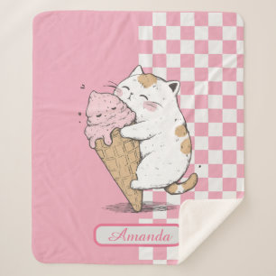 Niedliche Katze mit Eiscreme Sherpadecke