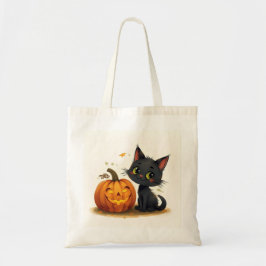 Niedliche Katze mit gehobenem Pumpkin Tragetasche