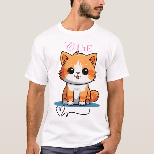 Niedliche Katze mit großer Liebe T-Shirt (Vorderseite)