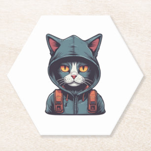 niedliche Katze mit grüner Hoodie Untersetzer