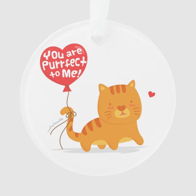 Niedliche Katze mit Herzballonpuppe Ornament (Vorderseite)