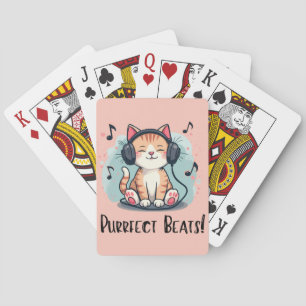 Niedliche Katze mit Kopfhörern Kawaii Music Lover  Spielkarten