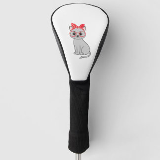 Niedliche Katze mit Kopftuch und Brille Golf Headcover