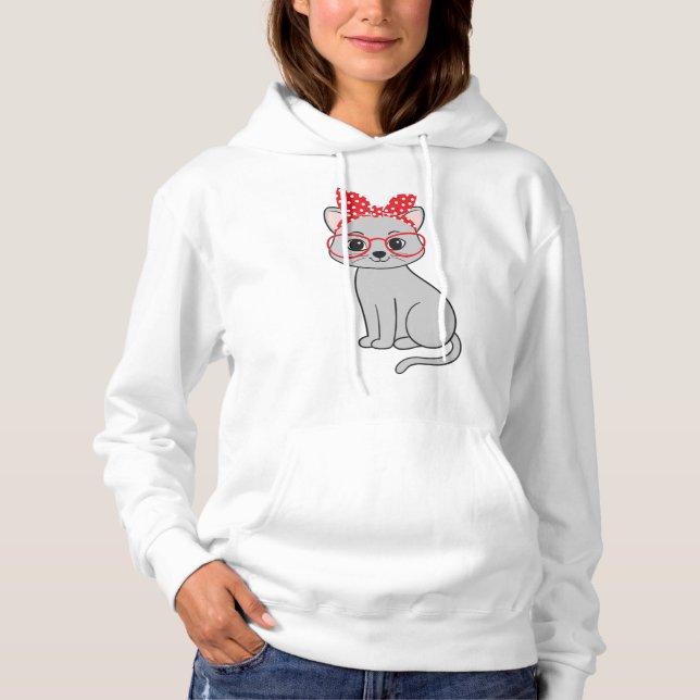 Niedliche Katze mit Kopftuch und Brille Hoodie (Vorderseite)