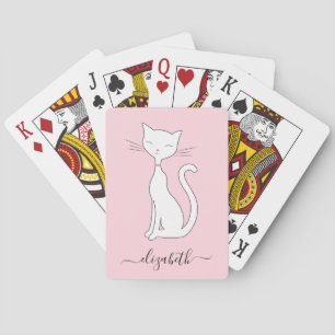 Niedliche Katze Mit Monogramm rosa Spielkarten