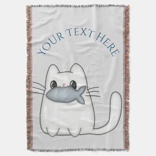 Niedliche Katze mit Preisfisch Decke (Vorderseite Vertikal)
