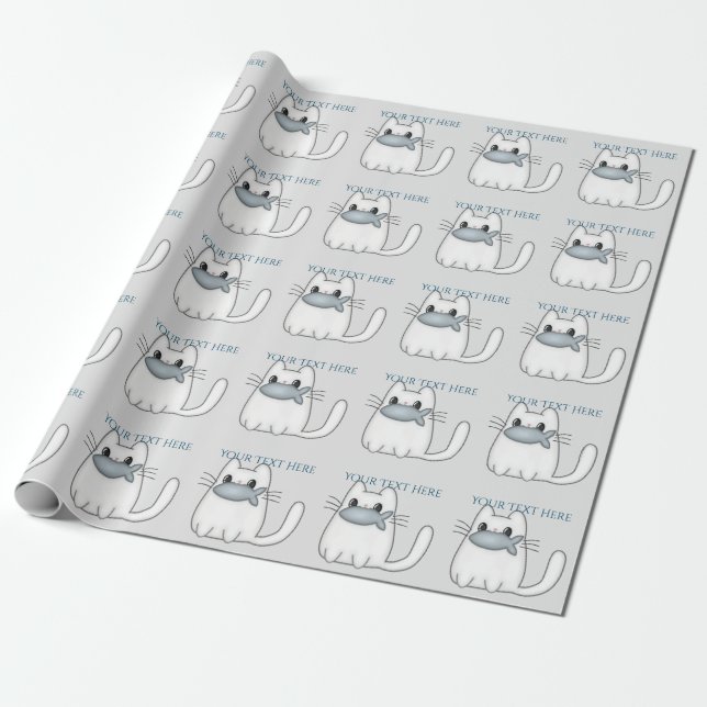 Niedliche Katze mit Preisfisch Geschenkpapier (Ungerollt)
